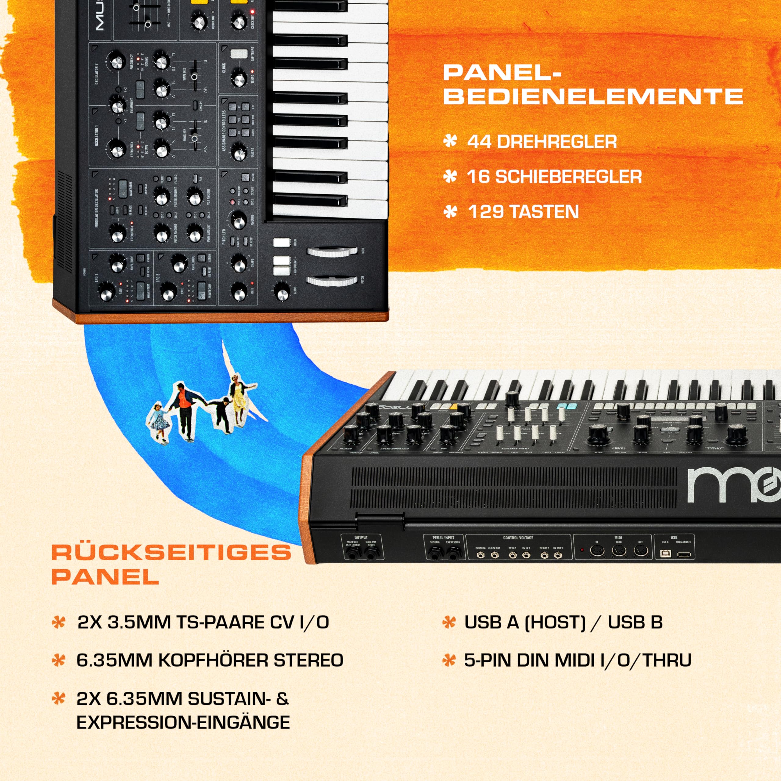 MOOG Muse 8-stimmiger analoger polyphoner Synthesizer | Bi-timbraler Synth, 61 Tasten, 64-Step-Sequencer, 256 Patches und Diffusion-Delay