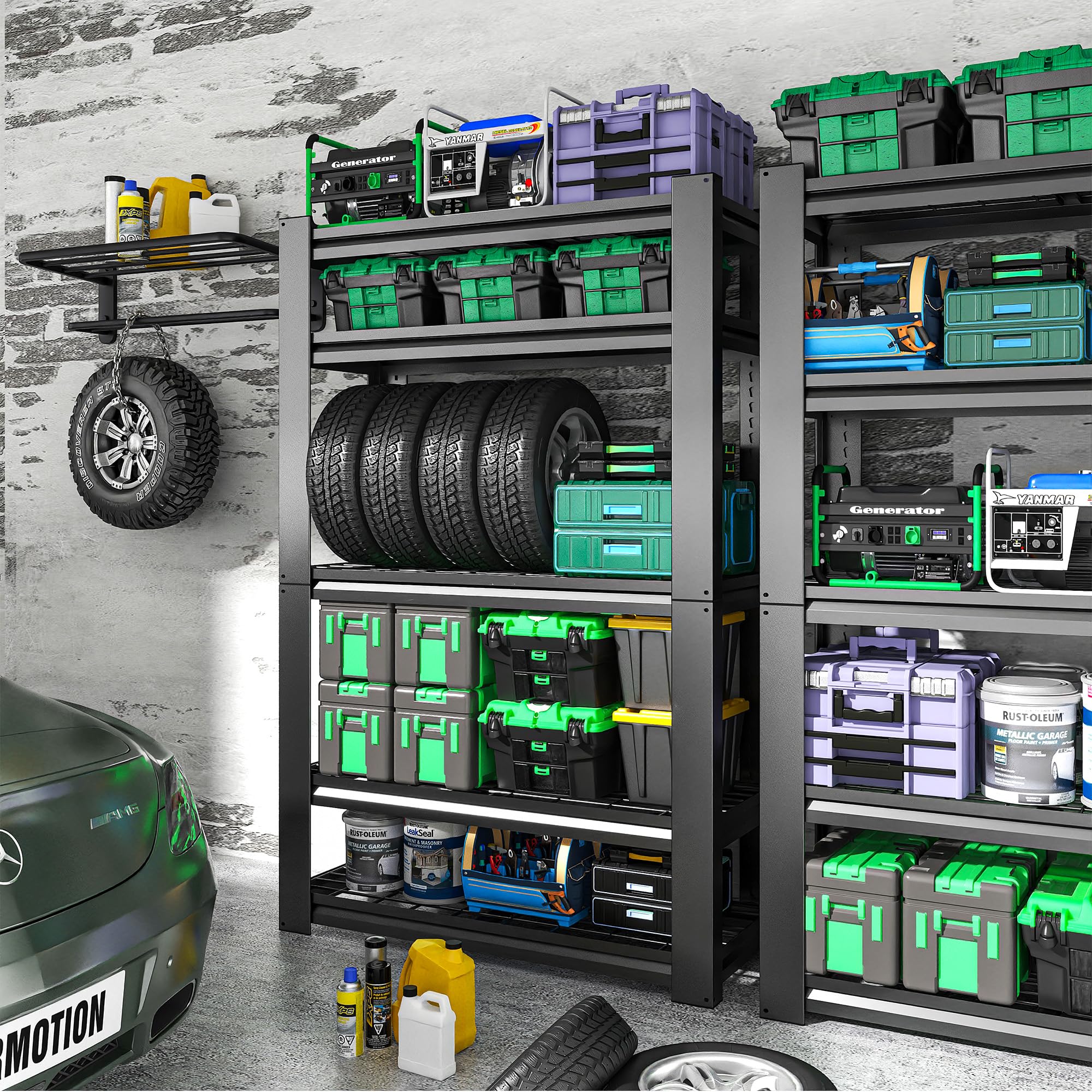 Garage Storage Shelves,Garage Shelving 2000lbs Heavy Duty Adjustable Steel Shelves 5 Tier Metal Shelf Organizer Storage Racks Tool Shelf and Industrial Shelving Warehouse Garage Unit