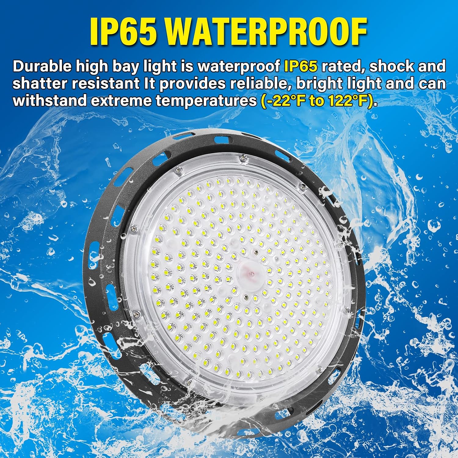 RIGIDON UFO LED High Bay Light 150W 15000lm 5000K IP65 Waterproof High Bay LED Shop Lights for Factory Warehouse Workshop Garage (watts, 150)
