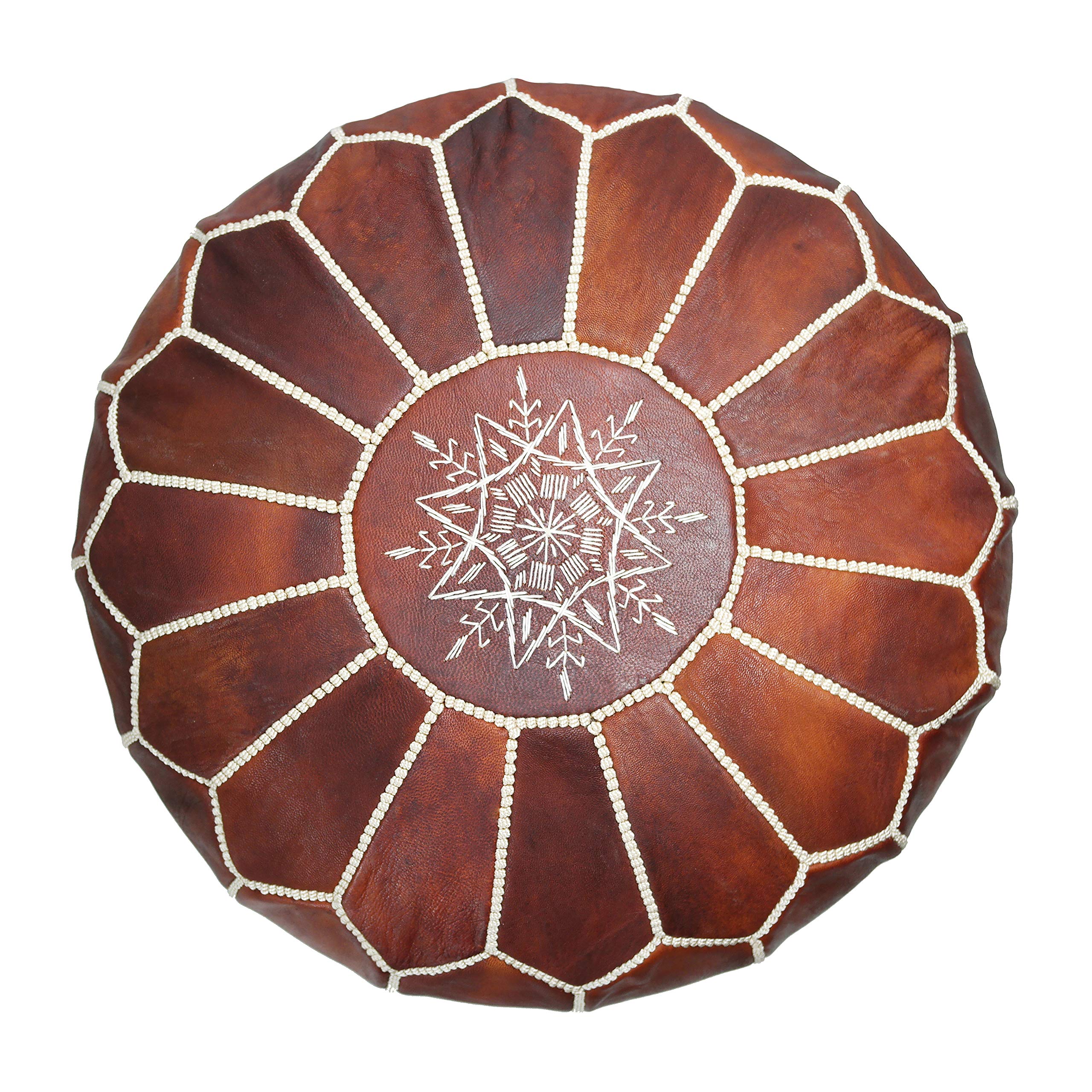 Marrakesh Style Pouf marocain en cuir naturel Marron foncé