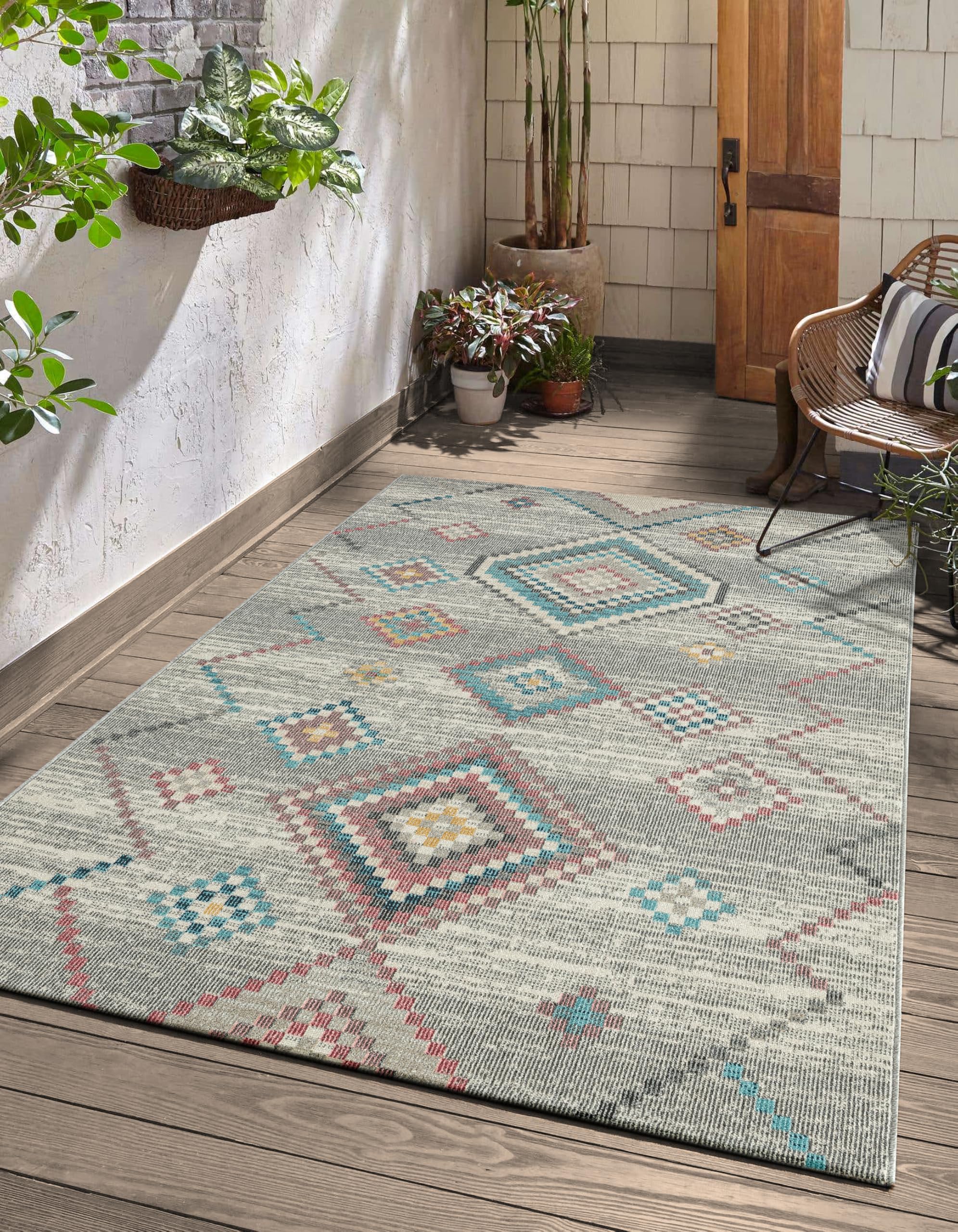 the carpet Palma Robust Outdoor Rug, Modern Design, Weatherproof and UV-Resistant, for Balcony, Patio and Conservatory, but also Suitable for Kitchen or Dining Room, Cream, 240 x 340 cm โ image 1