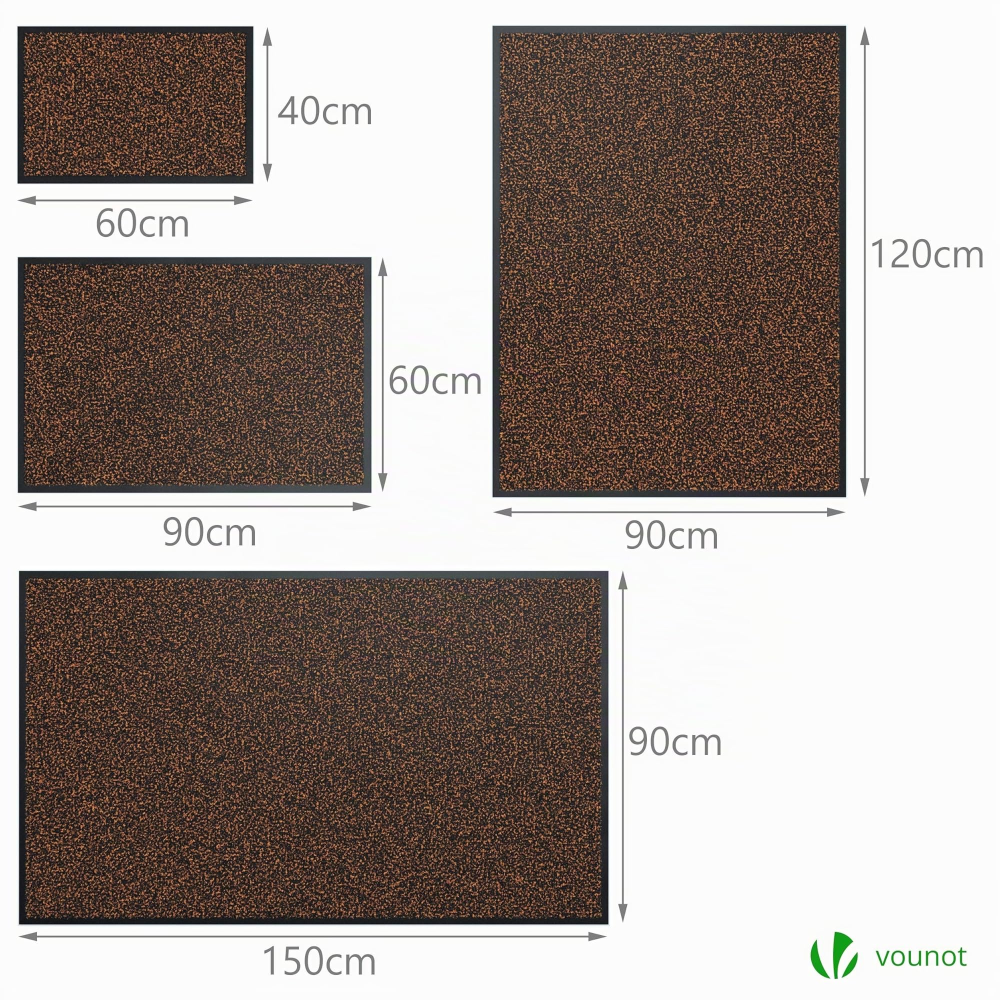 VOUNOT® Zerbino Ingresso Casa da Esterno, Tappeto Entrata Interno, Resistente Sporco, Antiscivolo e Essorbente, 90x120 cm, Marrone-Nero