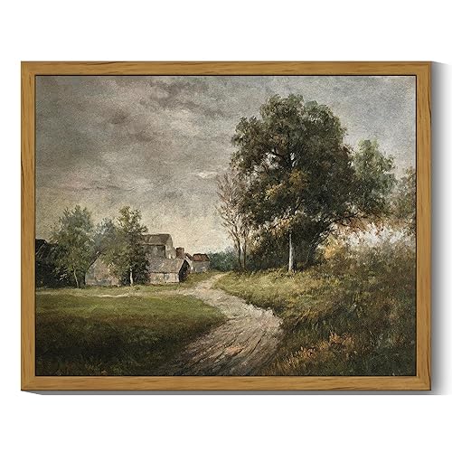 SHENIFY Vintage Landscape Framed Wall Art Rustic Cottage Countryside Farmhouse