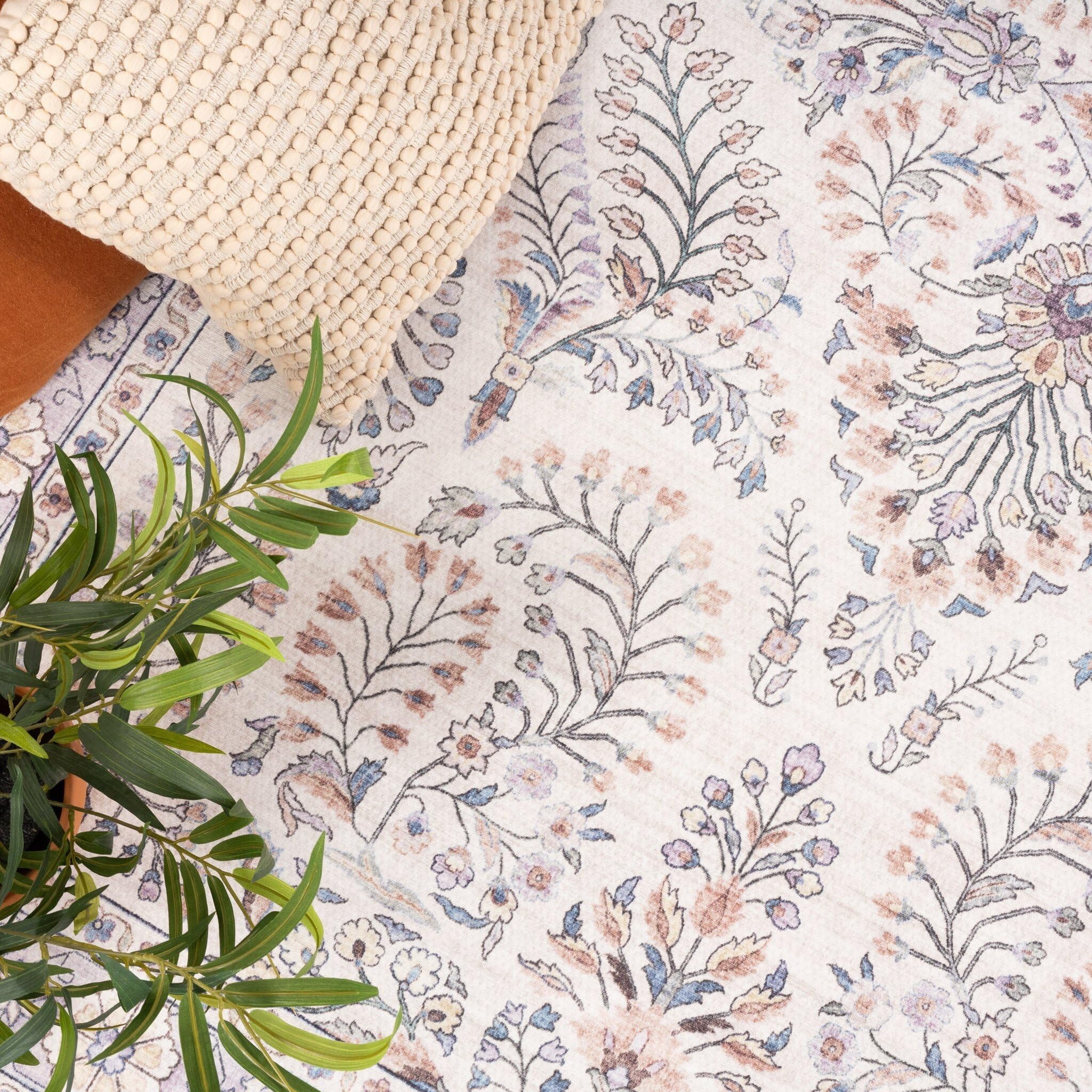 FRAAI | Home & Living Dywan zewnętrzny vintage - Santo Flora Biały - Poliester - Dywan