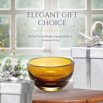 Badash Penelope Amber Lead-Free Crystal Decorative Serving Bowl, 6 Inch