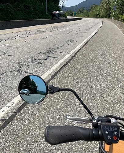 Miniatura 5 de Hafny Espejo de bicicleta eléctrica para manillar, espejo de bicicleta de gran superficie, espejo de bicicleta de vidrio de grado automotriz HD,