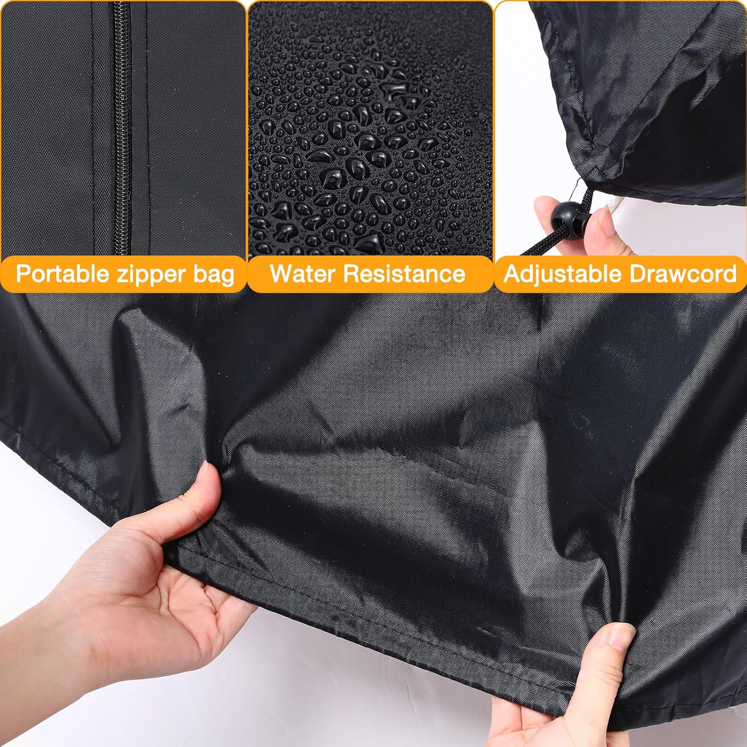 Tudomro 4 Pcs Stacking Outdoor Chair Covers Waterproof Black 210D Outdoor Patio Furniture Covers High Back Patio Chair Protection with Adjustable Hem Cord Weather Protection, 26 W x 26 D x 49 H Inch