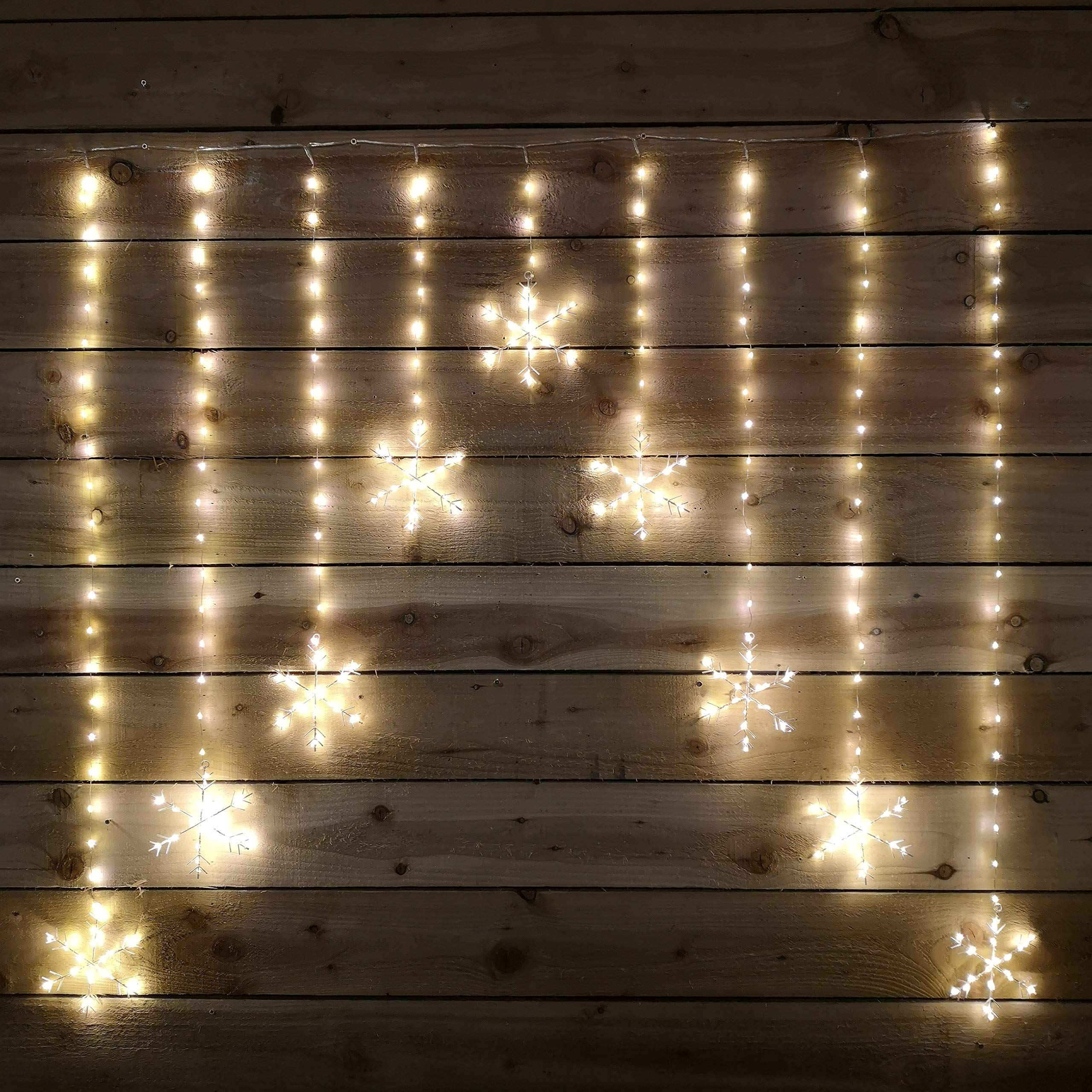 Premier Multi Colour Led 1.2X1.2m Pin Wire Curtain Snowflake Light With 303 Warm White Leds