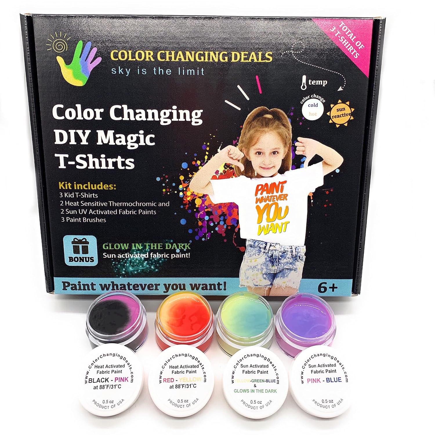 Color Changing DIY Magic T-Shirts for Kids Body Heat Activated and Sun UV Reactive