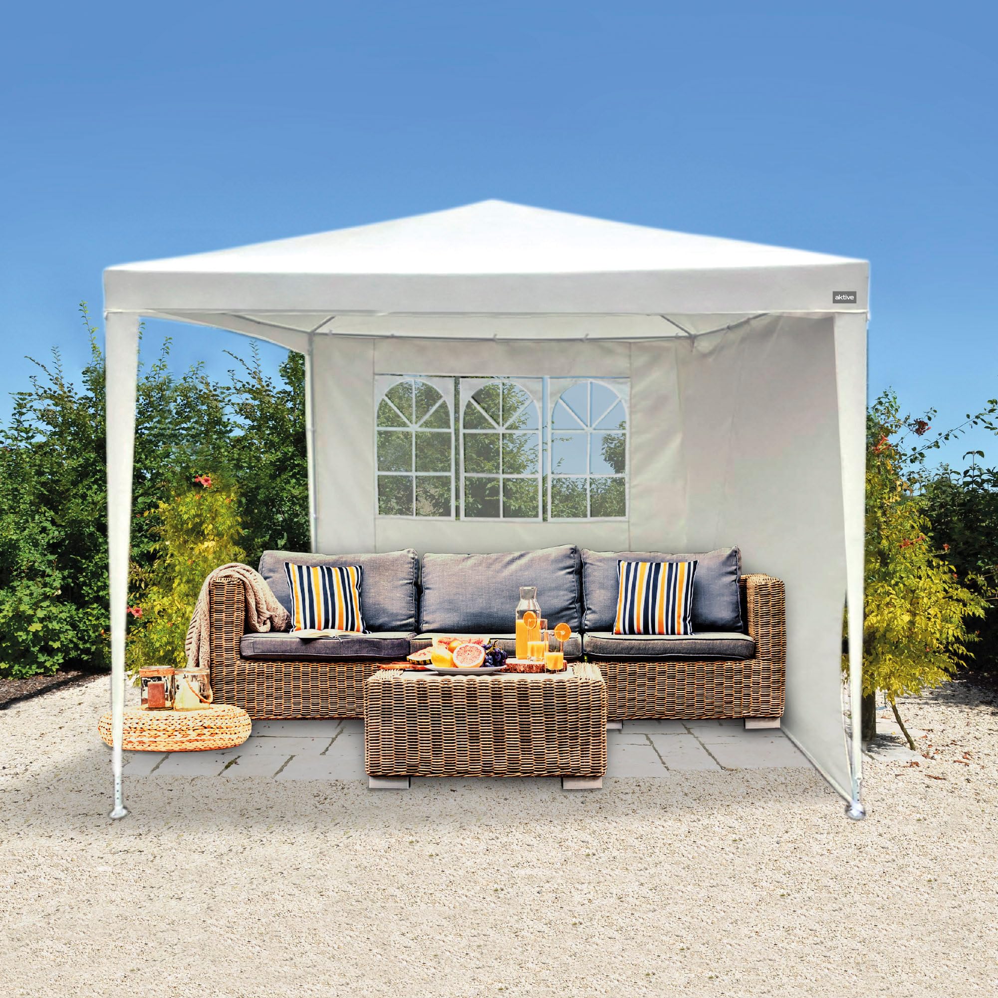 Aktive 61049 - Tonnelle de Jardin - Tente d'extérieur - 270 x 270 x 255 cm - Montage Facile - Tonnelle de Jardin