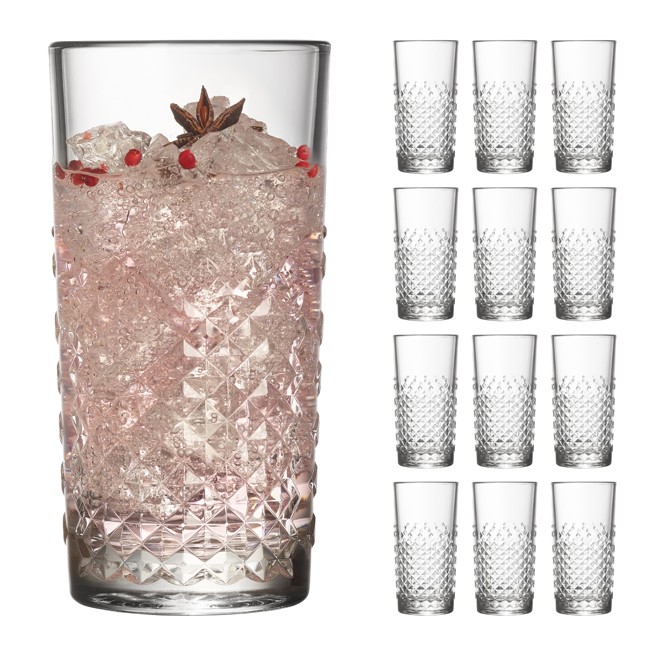 Libbey 70309 Ocular Set of 12 Drinking Glasses/Cocktail Glasses with 473 ml