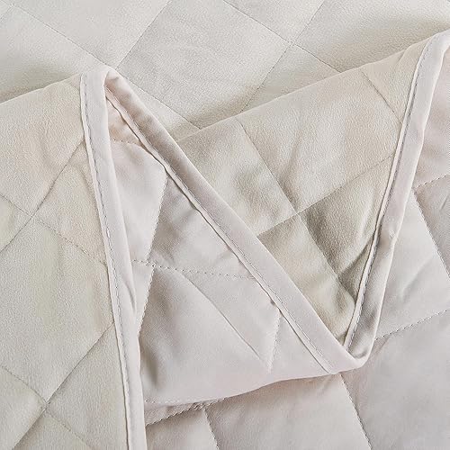 Miniatura 4 de HESTIN Juego de colcha de terciopelo de lujo de 5 piezas con patrón de diamante, colcha ligera de microfibra de color sólido con hermosas costuras