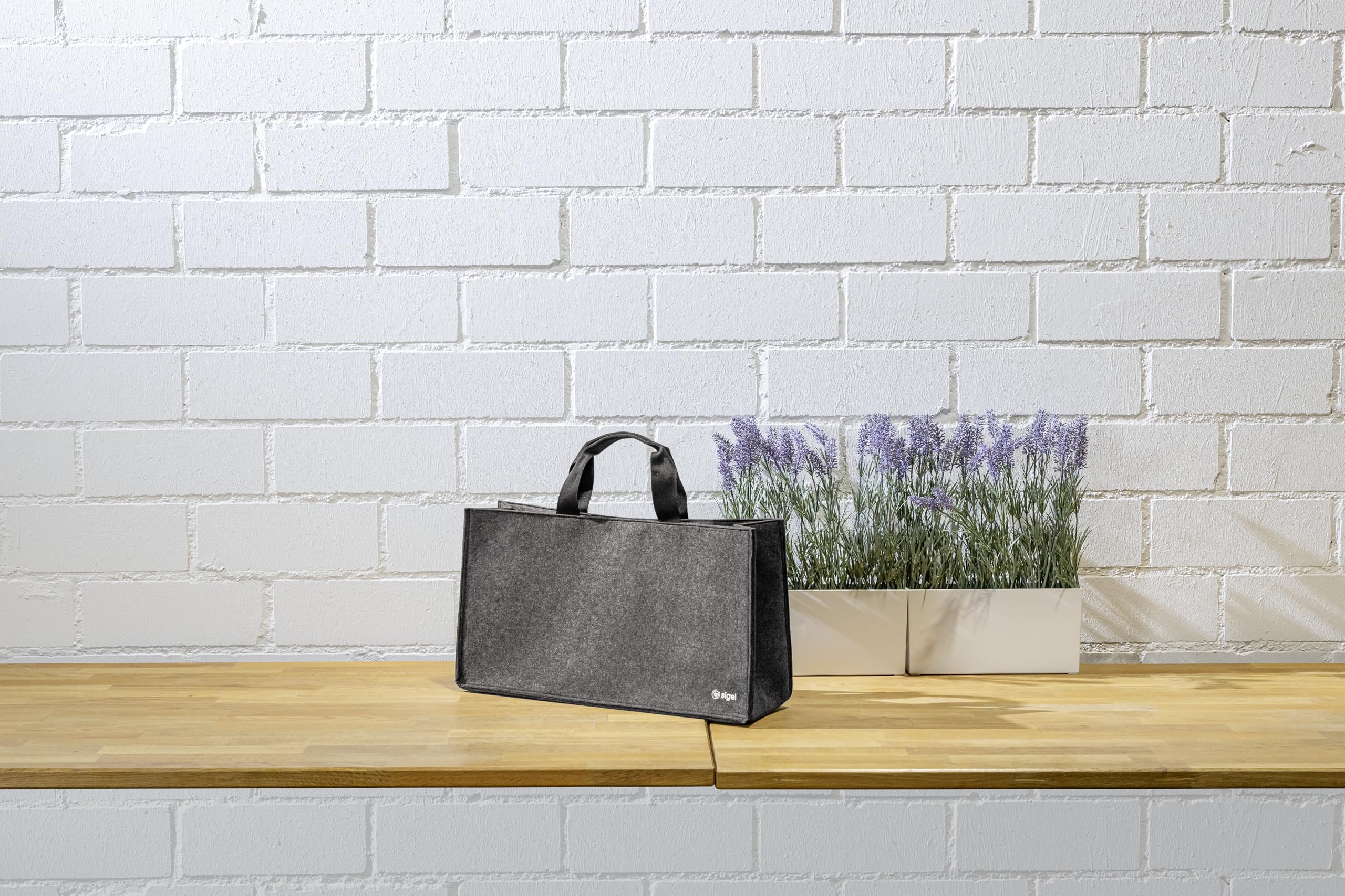 Sigel BA433 Büro Organizer, Bürotasche, faltbare Arbeitstasche, Laptoptasche bis 17,3 Zoll, synthetischer Filz, dunkelgrau, 50 x 15 x 28 cm