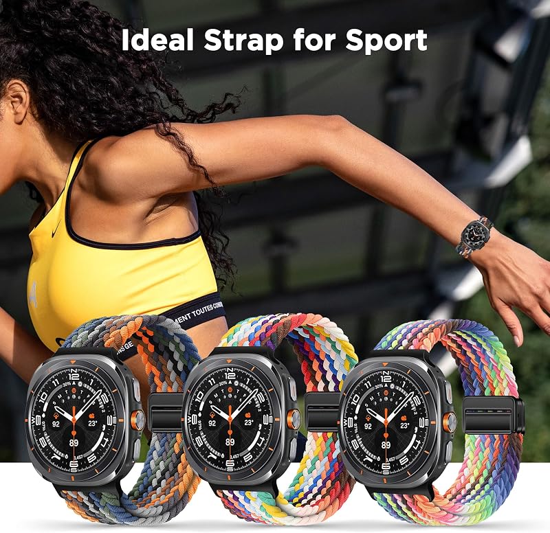 ZZMY Mágneses Nylon Szíj Samsung Galaxy Watch Ultra 47mm és Watch7 Ultra Okosórához - Állítható Rugalmas Sportpánt Férfiaknak és Nőknek