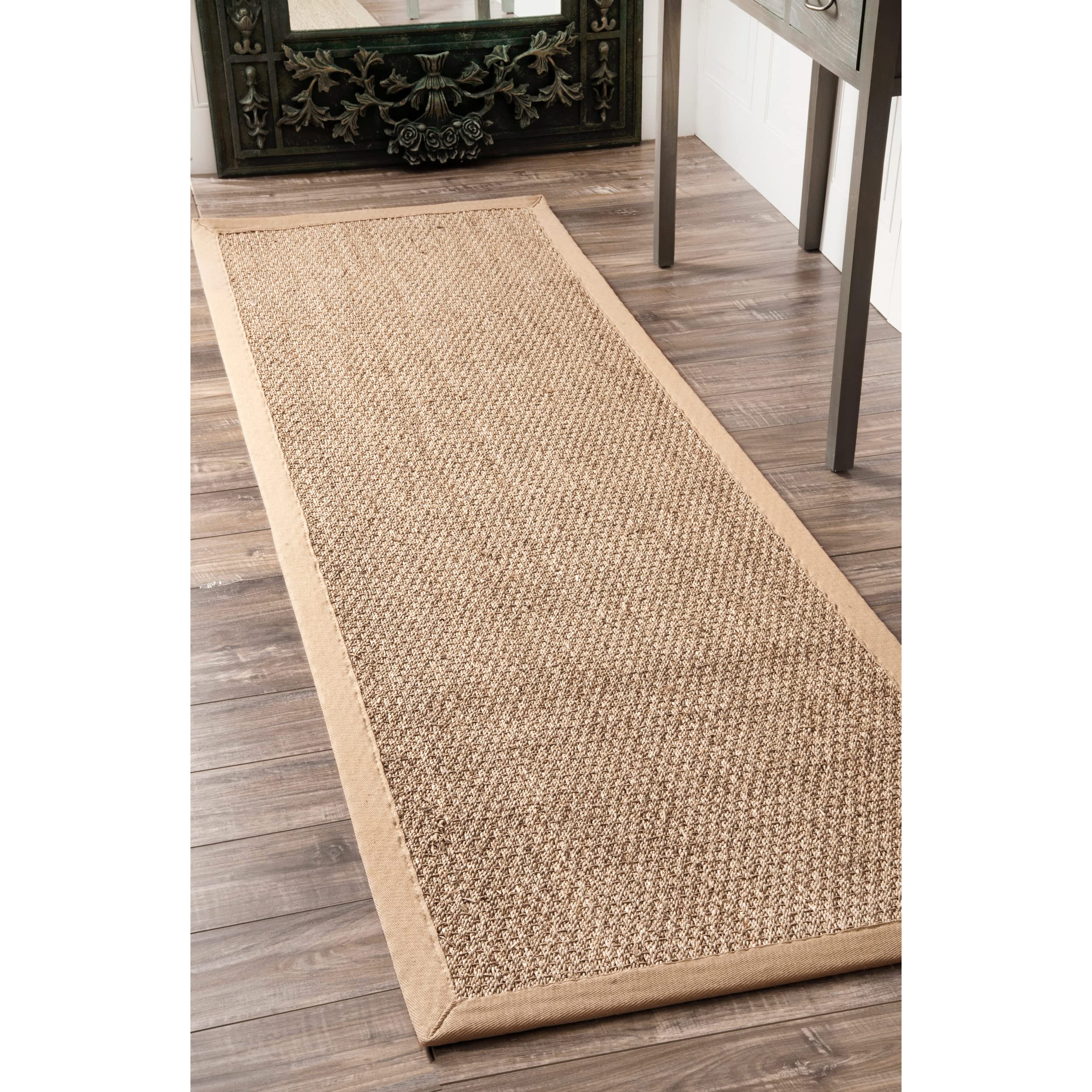 nuLOOM Elijah Natural Seagrass Farmhouse Runner Rug, 2' 6" x 8', Beige
