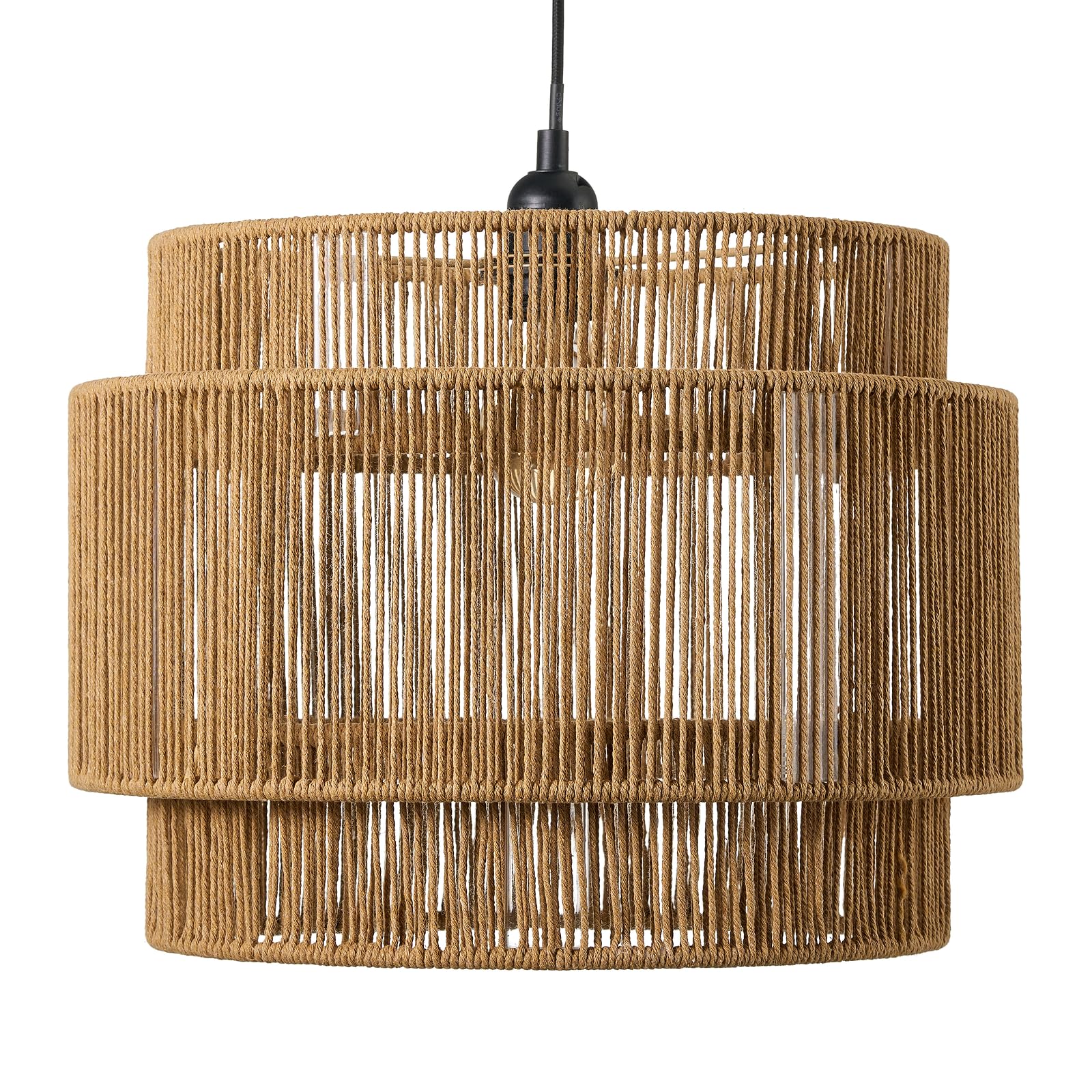 draadwerk® Pendelleuchte String | Hängeleuchte aus 3 Lampenschirmen, Natur, Modern Skandinavisch/Boho, für Wohnzimmer, Esszimmer, Schlafzimmer, 40cm Durchmesser | Antonia