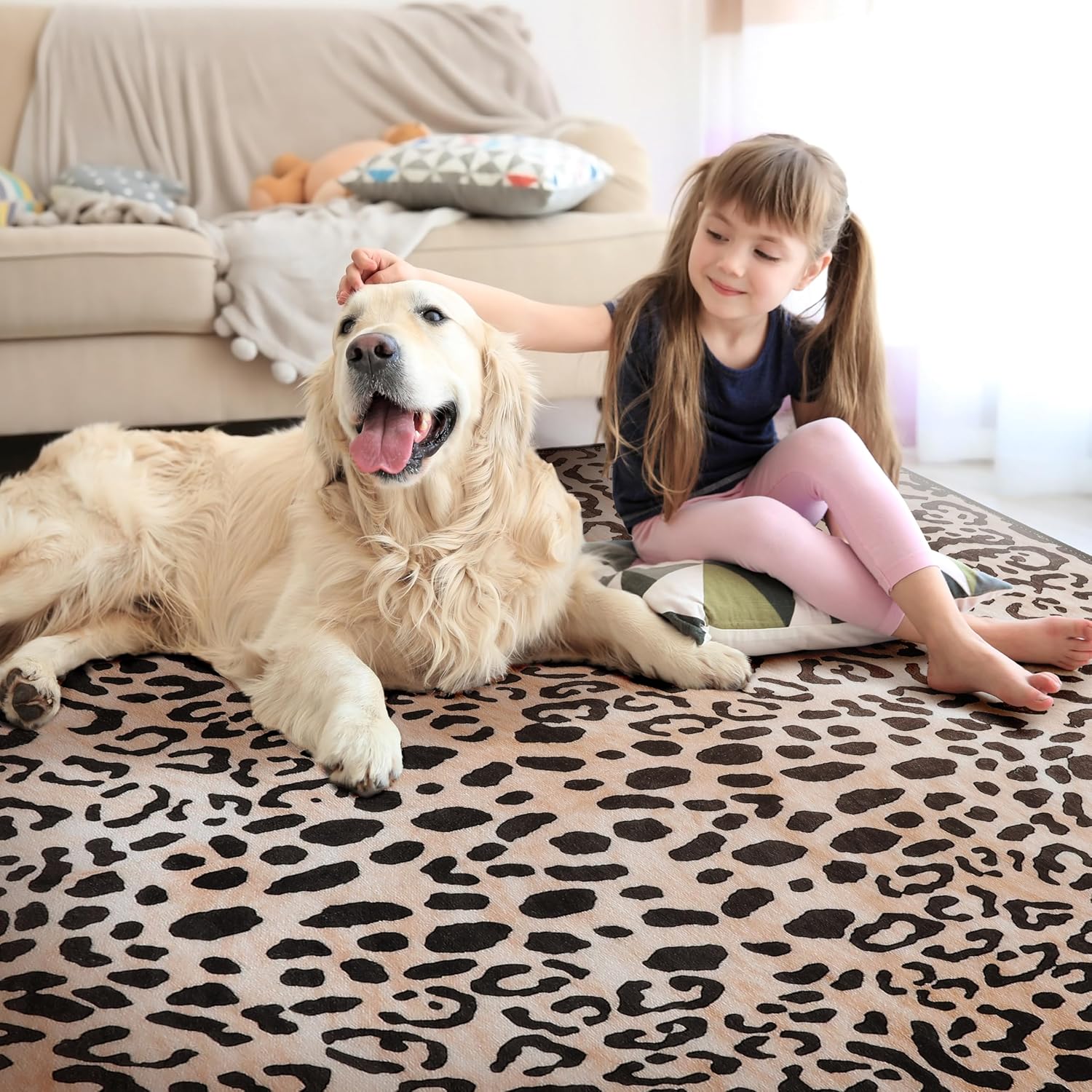 Leopard Print Area Rug, 5x7, Cheetah Gold - Image 6