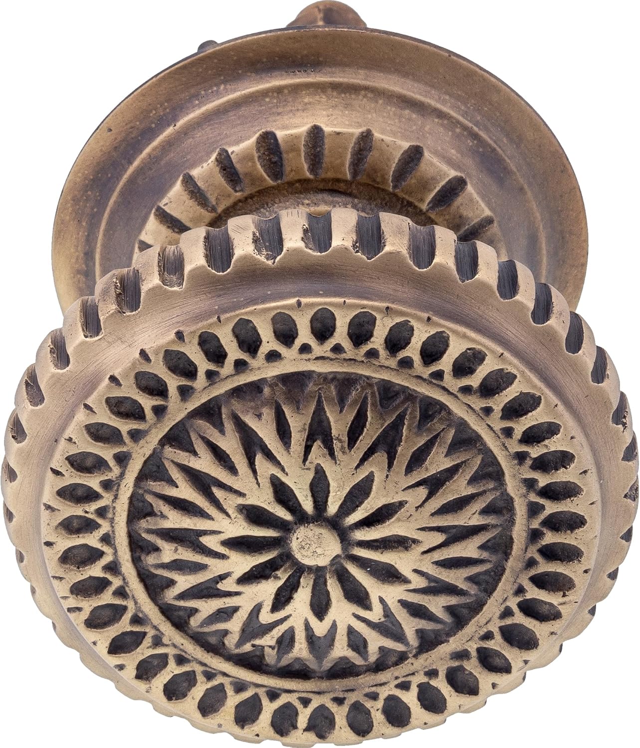 Ornate Centre Door Knob, Dia 3.5 inches, Solid Brass, Ornate Single Dummy, Round Front Door Pull, Unlacquered Finish (Antique Copper)