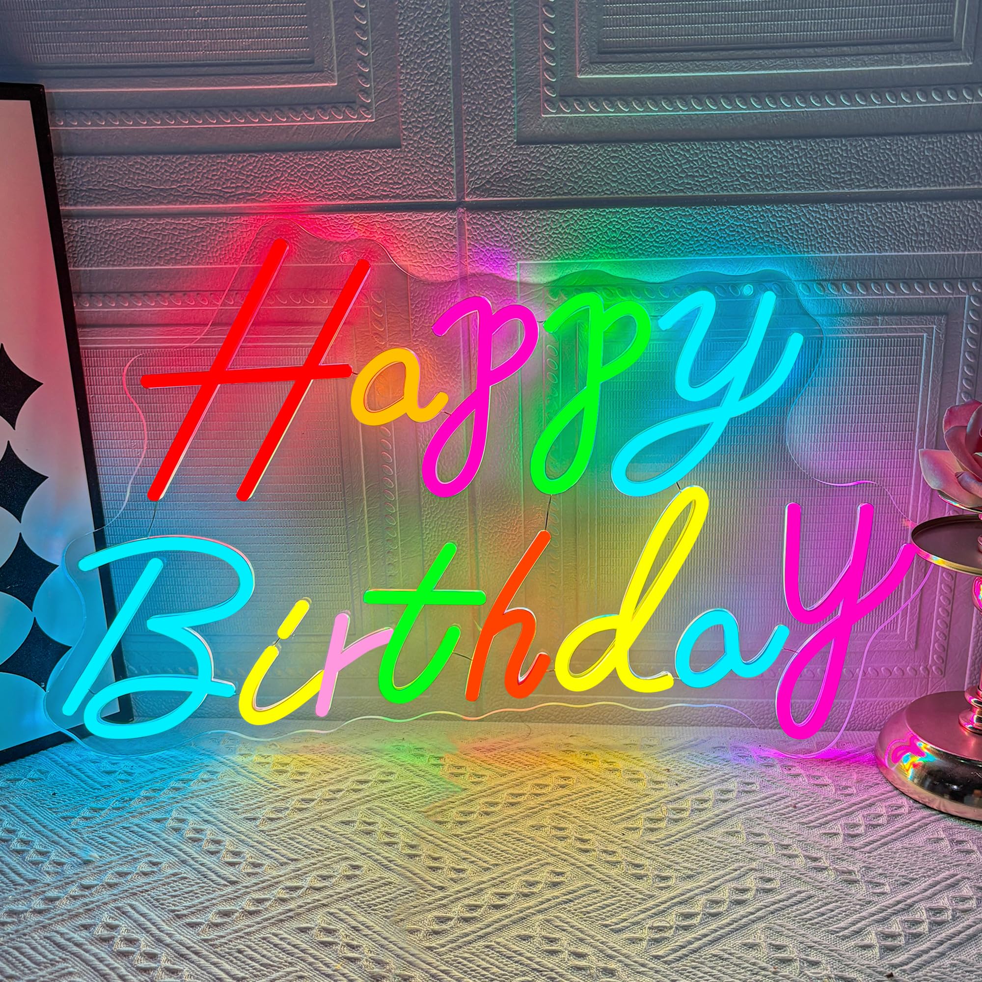 Happy Birthday Neon Sign Dimmable Colorful Lamp for Wall Decor