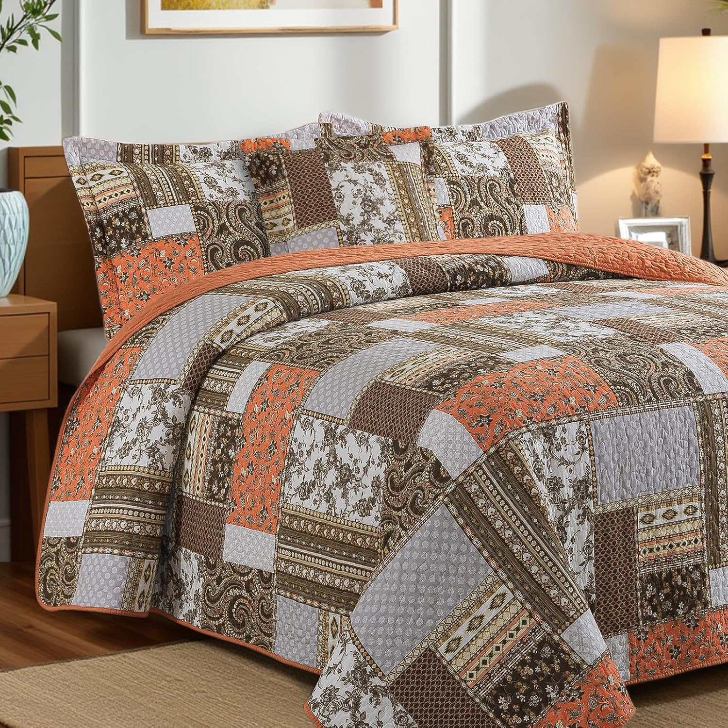 BEDIFANY 2 Pcs Cotton Throw Pillow Covers for Fall, Decorative Neutral Boho Cushion Covers Pillowcase for Couch Sofa Bedroom Living Room Home Decor Outdoor,18×18 Inch (Orange)