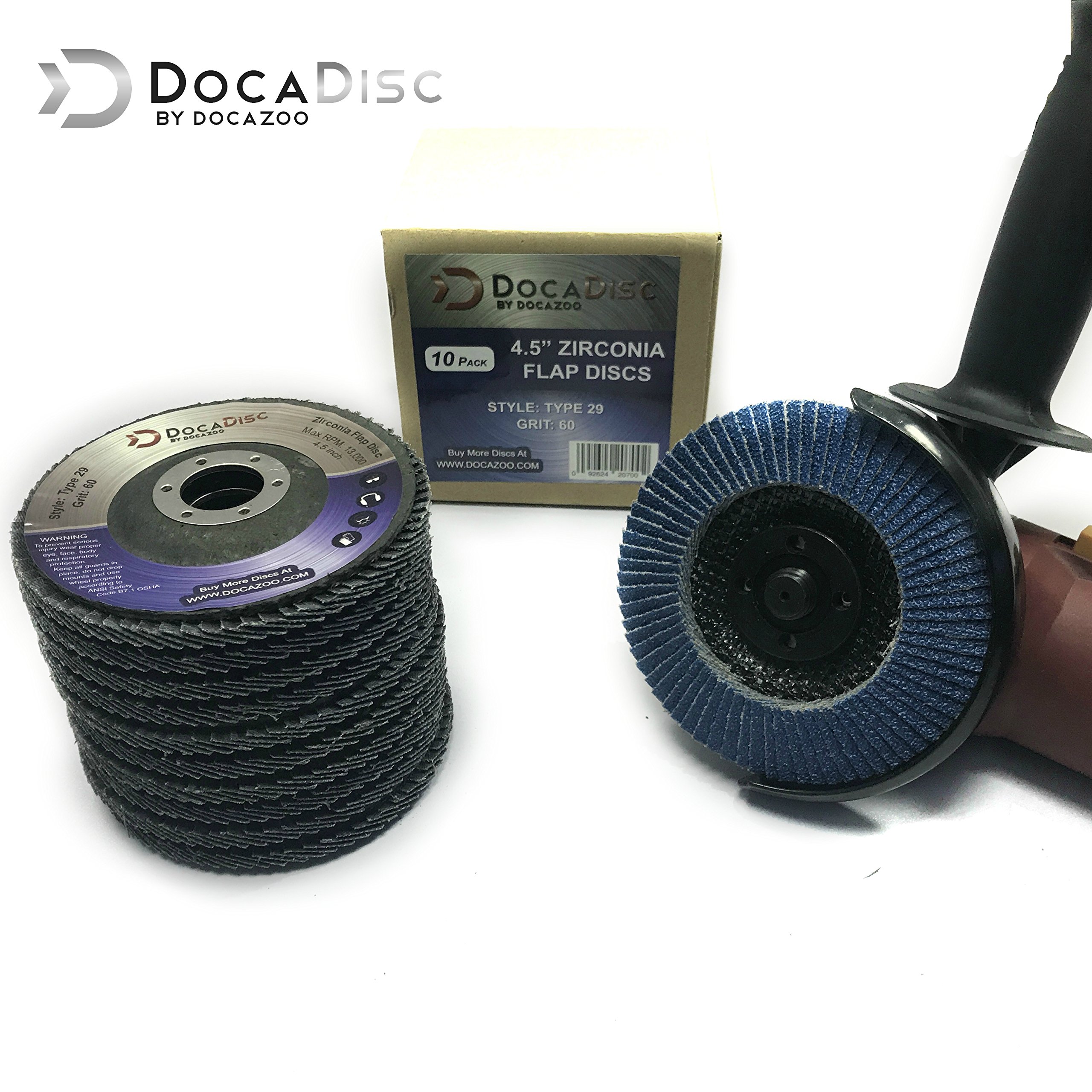 BHA High Density Zirconia Flap Discs Jumbo Grinding Wheels XL Type 27, 4.5 X 5/8