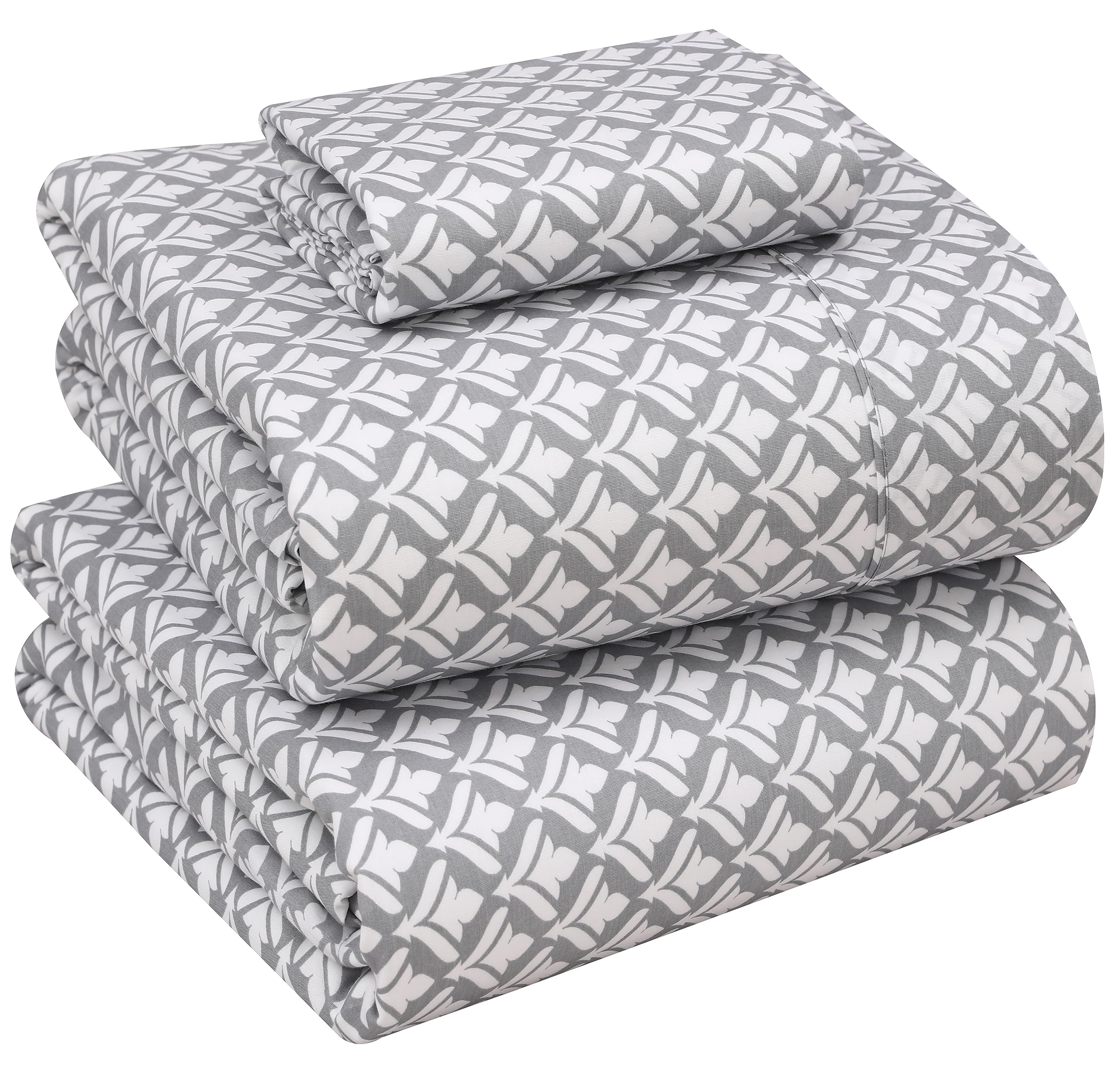 RUVANTI 100% Cotton Twin Sheets Set, 3 Pieces, Soft & Breathable Percale Weave Bedding, Deep Pocket 16", Hotel Standard, Crisp Cool Feel, Durable, Perfect Floral Bed Sheet, Idiomatic Expression — image 1