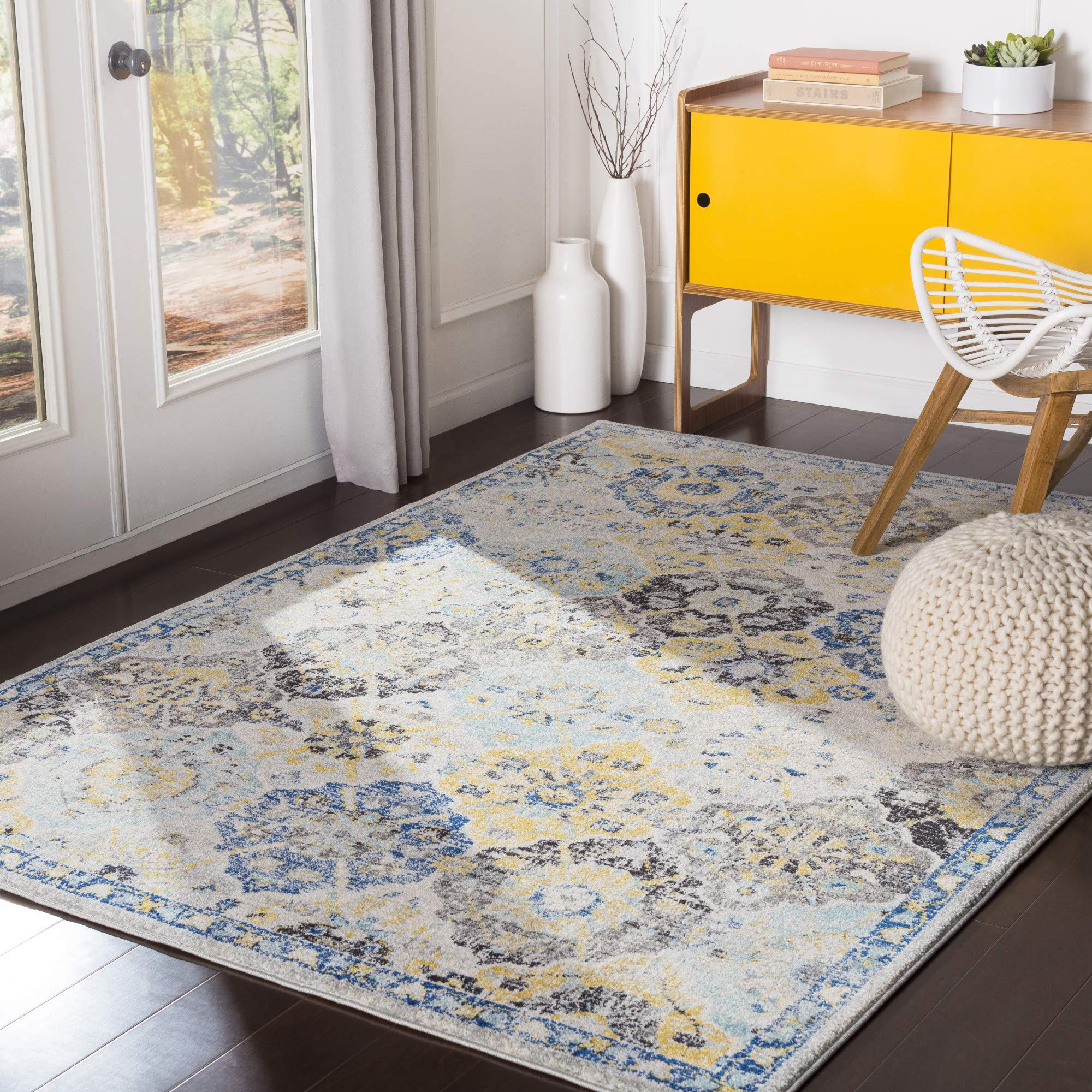 Livabliss Sicily Tappeto Vintage Tappeto Per Soggiorno, Corridoio, Cucina Tappeti Orientale, Classico, leggera Manutenzione Pelo Corto, Ampio 120x170 cm, Blu, Senape, Nero