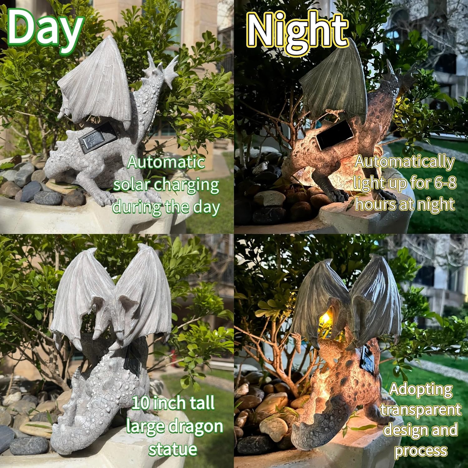 Garden Large Dragon Statue Solar Powered Outdoor Figurine Light The Dragonfire Welcome to My Turf Sign Big Resin Sculpture Home Decoration Housewarming Ornament Unique Gift - Image 5