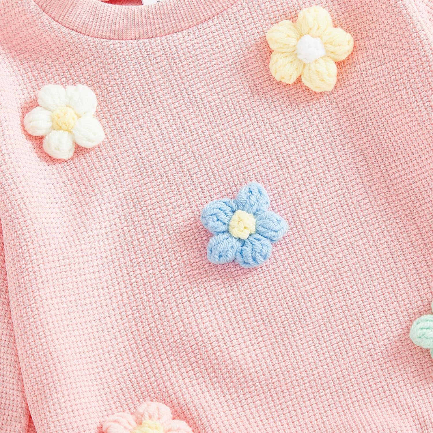 FYBITBO Toddler Baby Girl Clothes Fall Winter Baby Girl Outfit Floral Crewneck Sweatshirt Bell Bottom Jeans Pants Set - Image 3