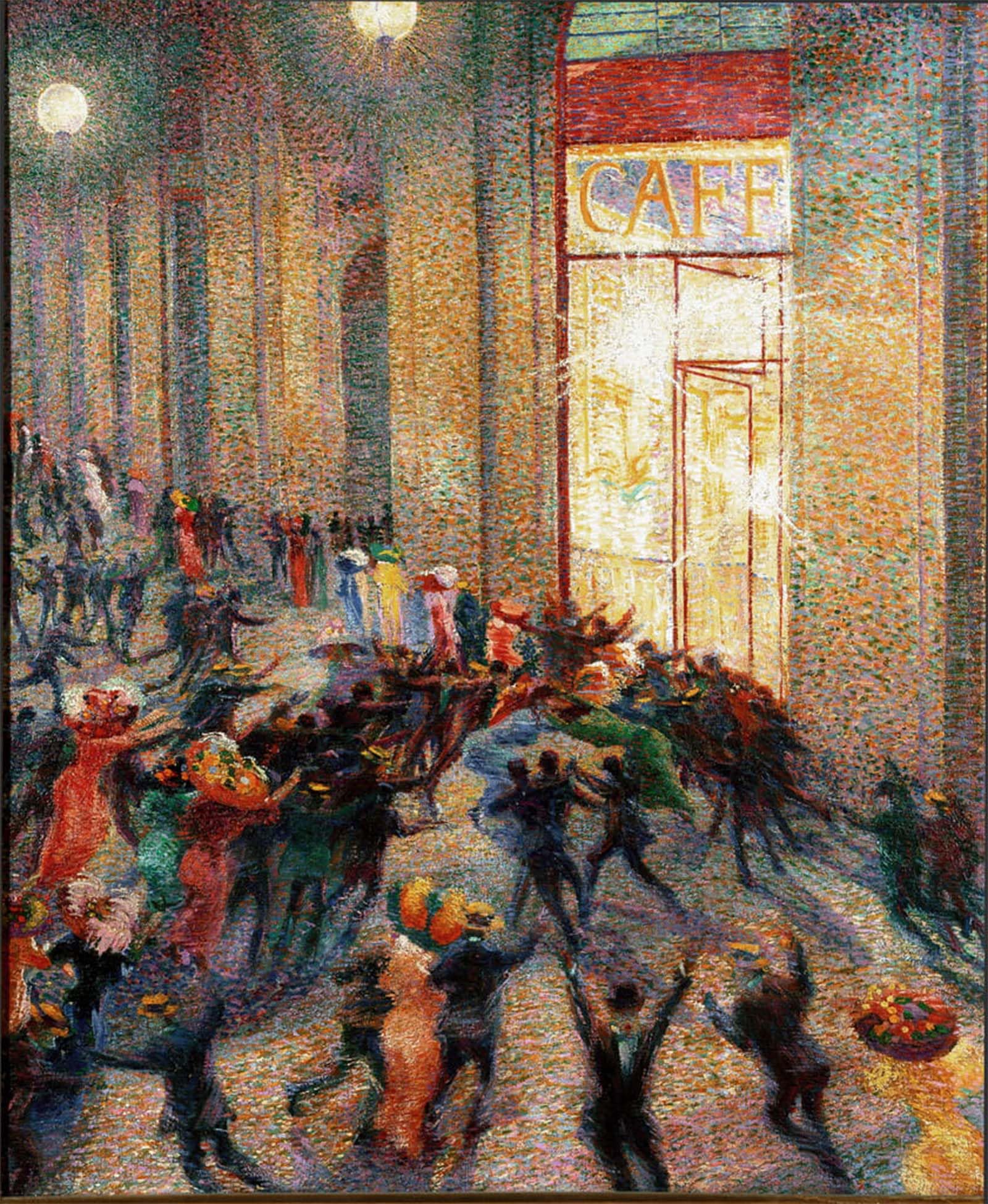SERENDIPITP Vintage Picture Print on Canvas Wall Art Poster a Fight in the Arcade by Umberto Boccioni Artwork Print Poster for Wall Decor 60x90cm