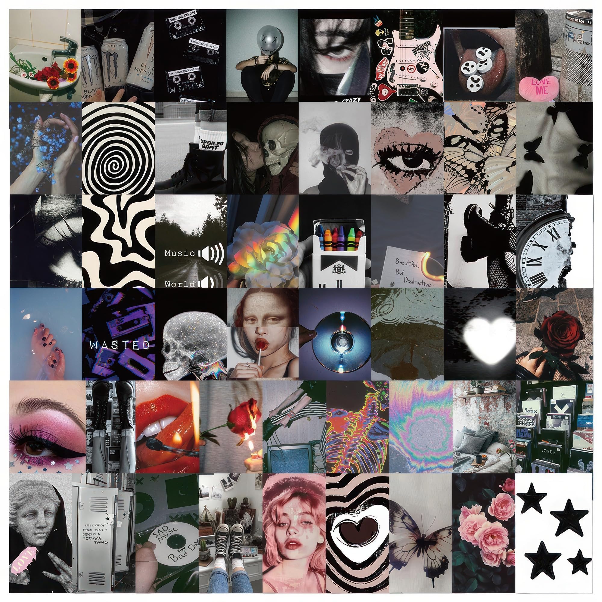 Y2K Black Stickers,50Pcs Aesthetic Sticker Packs,Cute Cool Laptop Stickers,Cool Stickers for Teens Girls Stickers for Laptop,Water Botter,Case,Ipad