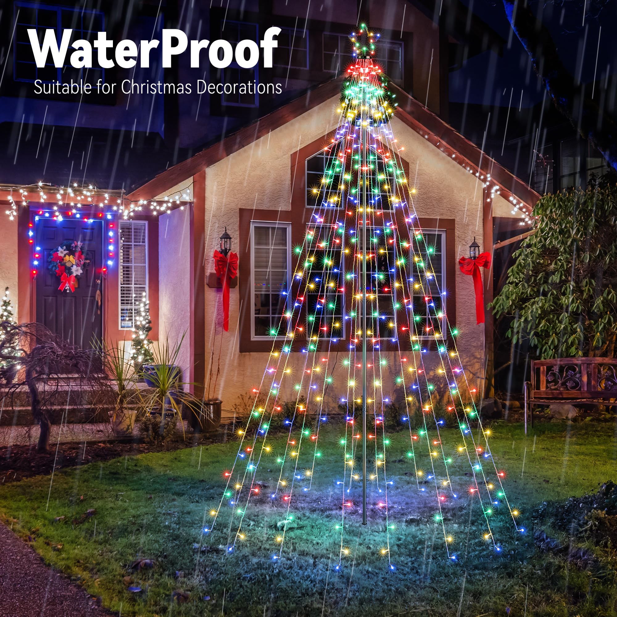 iBaycon LED Christmas Tree Light Multicolor with Star Topper,2.3