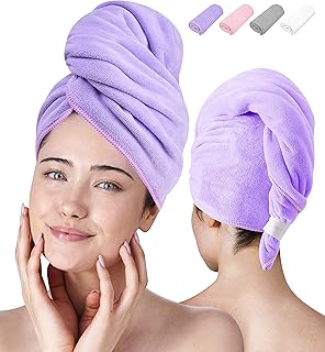 Microfiber Hair Towel Wrap– Plush Microfiber Towel for Hair – Absorbent Microfiber Hair Towels for Women with Curly, Long,...