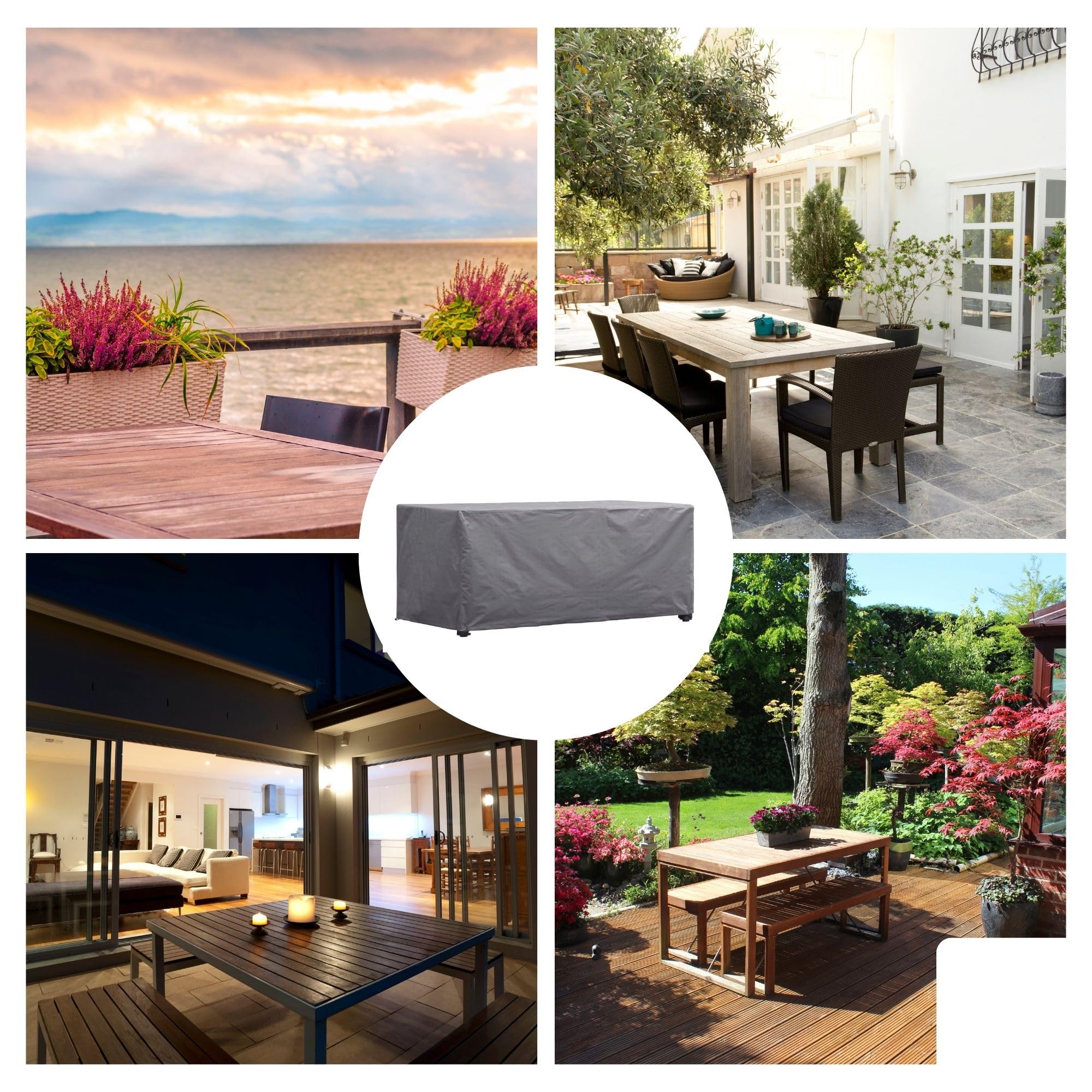 Perel Housse de table extérieure 305 x 110 x 75 cm, étanche et résistante aux UV, protection durable pour tables de jardin jusqu’à 300 cm, matériau solide contre la pluie, la saleté et le soleil