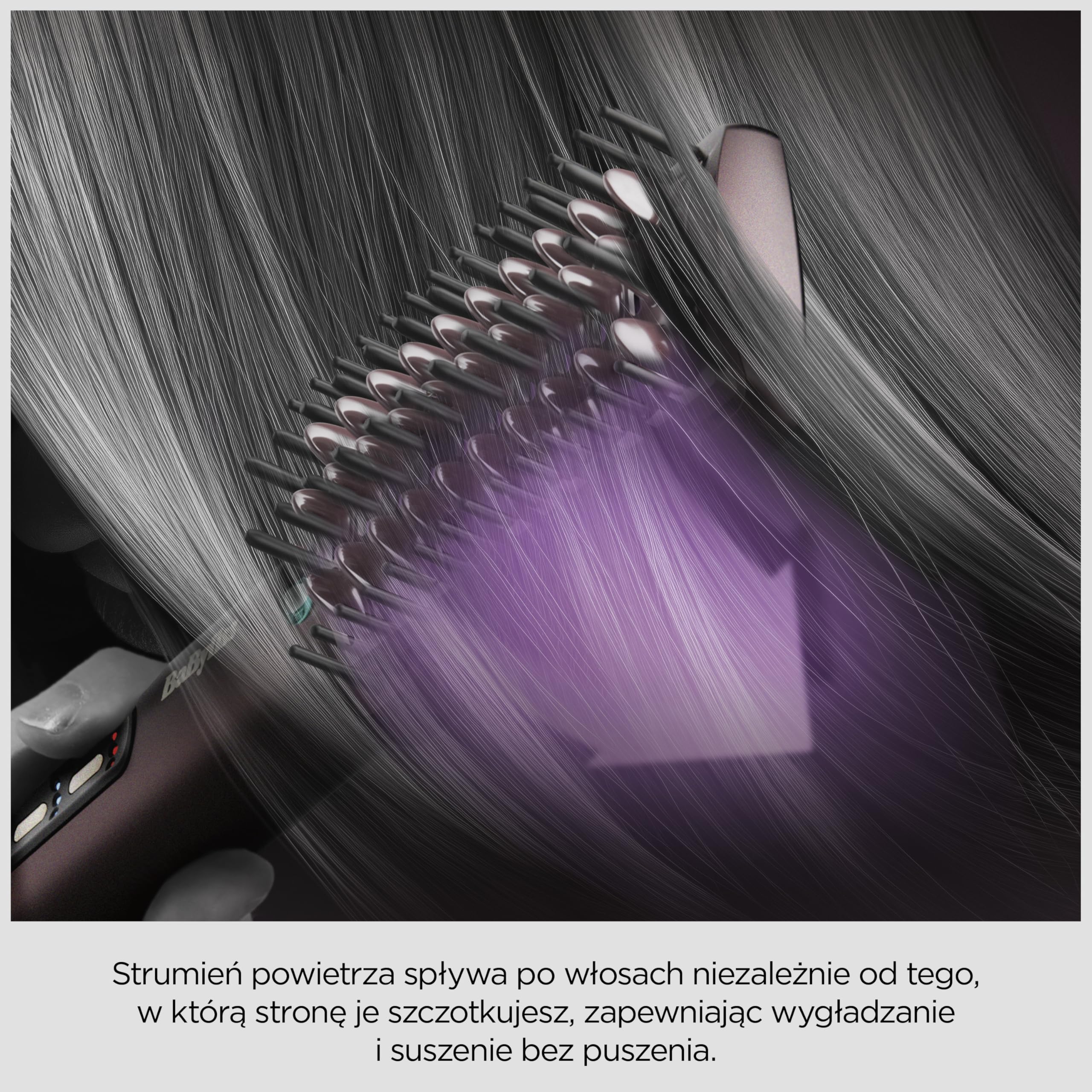 BaByliss Air Power Smooth – NOWOŚĆ 2025, stylizacja „mokre do suchych”, wygładzanie i prostowanie, szczotka susząca z technologią jonową przeciw puszeniu, model AS6400E