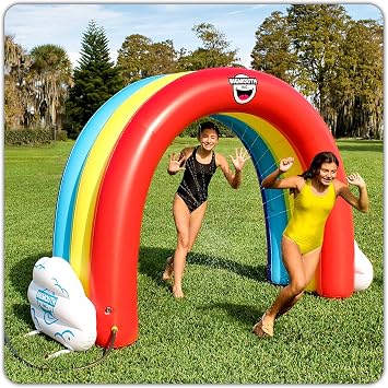 BigMouth Inc. Giant Rainbow Inflatable Sprinkler, Fun Summer Backyard Water Game & Splash Toy for Kids, 6 Feet Tall - 3 Arches