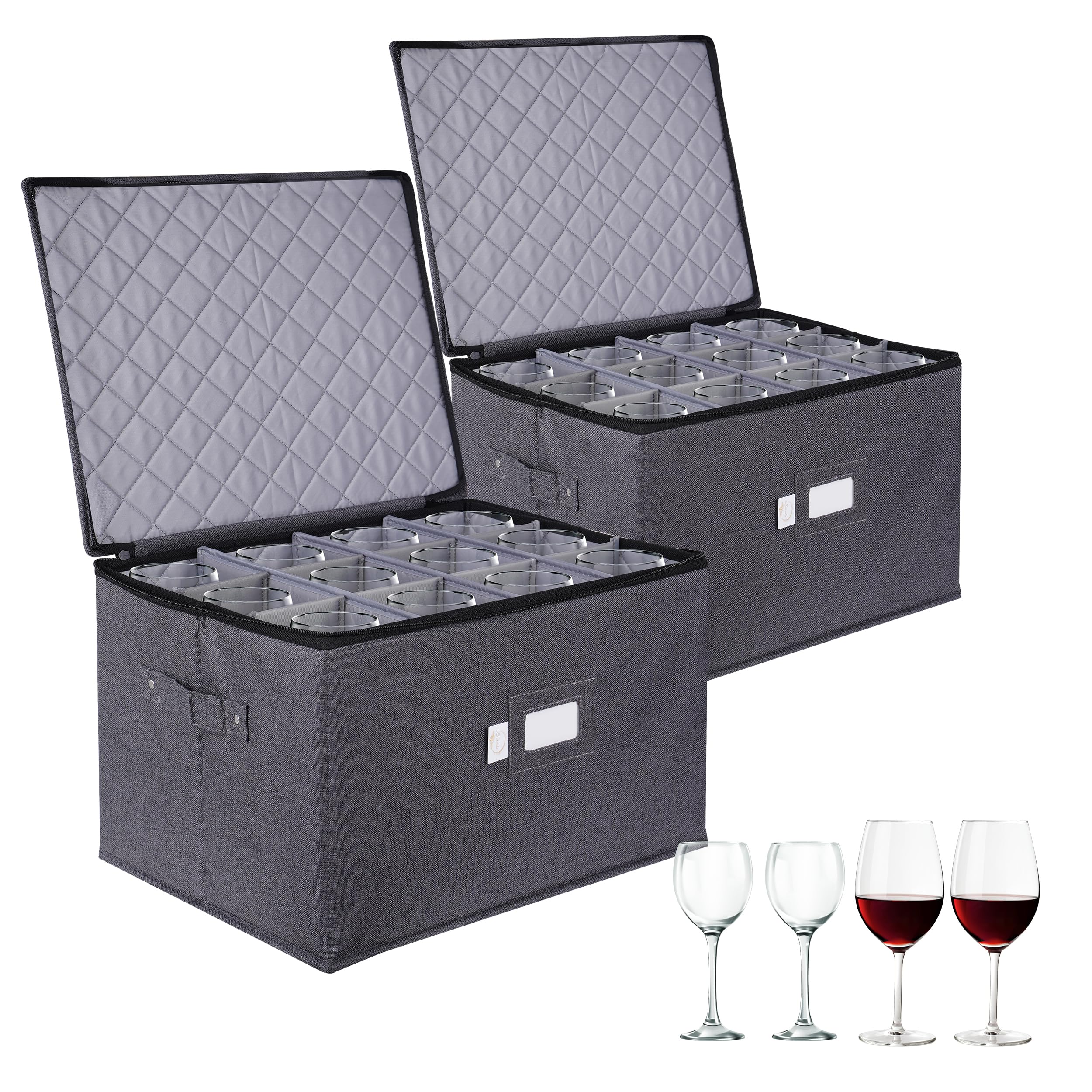 Amazon.com: Luxula 2-Pack 11'' Tall Wine Glass Storage Boxes for