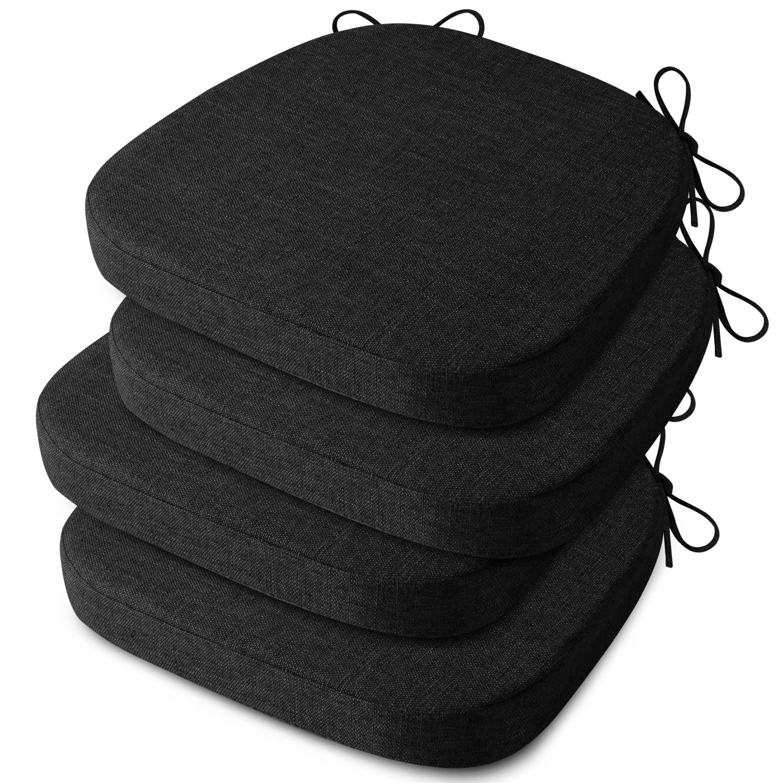 AddGrace Dining Chair Cushions Set of 4, Anti-Slip, 41X41 cm, Black