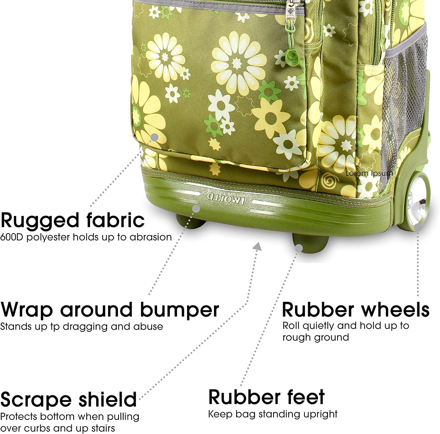 Gеt Chеар Prісе J World New York Sundance Rolling Backpack Girl Boy Roller Bookbag, Khaki Flower, One Size