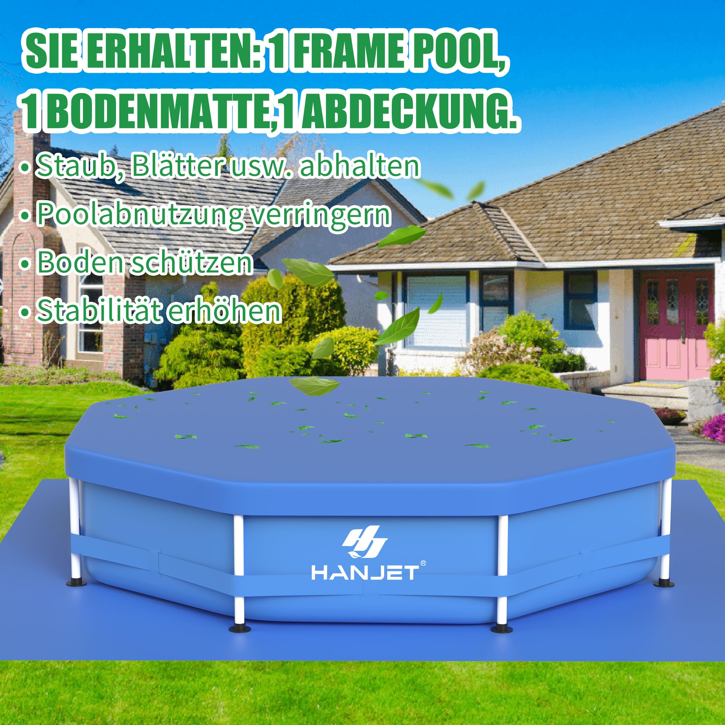Steel Frame Pool PE Rahmenpool Schwimmbecken Aufstellpool Gartenpool Sommer Swimingpool Stahlrahmenpool Planschbecken für Außenbereich Hinterhof, rund, Blau (Ø244x51cm)