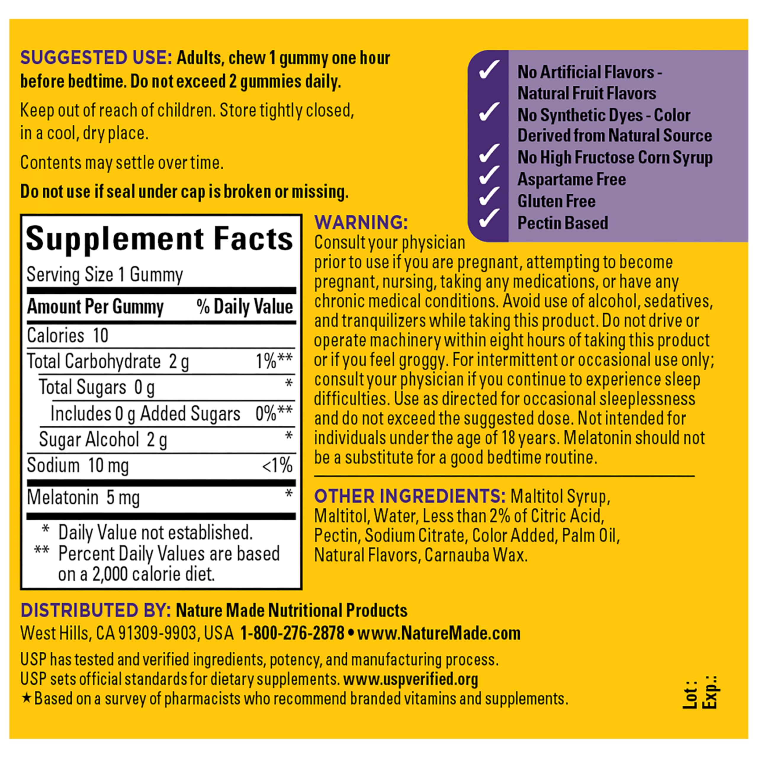 Nature Made Zero Sugar Melatonin 5mg, 70 Sugar Free Melatonin Gummies — Amazon image 9