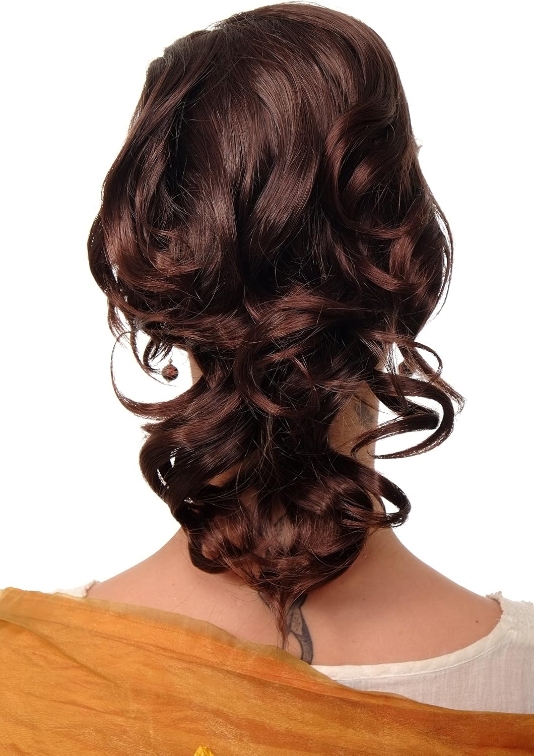 WIG ME UP - JL-3023-4T33 Hairpiece ponytail with comb and elastic draw string short wavy voluminous mahogany brown mix 14inch - Image 3
