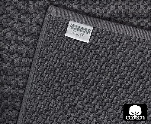 Miniatura 3 de COTTON CRAFT Juego de 4 toallas de baño de lujo con tejido de gofre, 100% algodón hilado en anillo, juego de toallas de baño absorbentes de secado