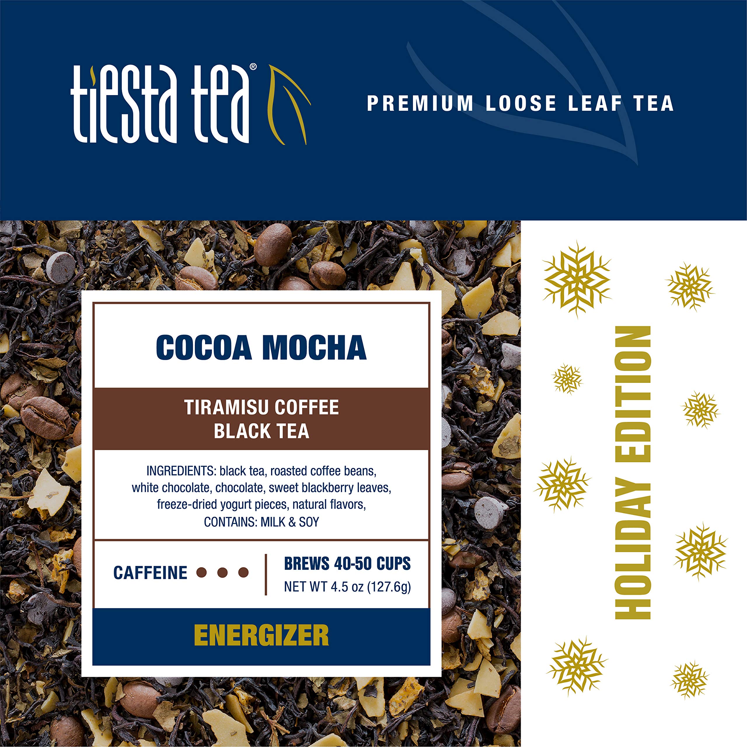 Tiesta Tea - Cocoa Mocha, Loose Leaf, Tiramisu Coffee Black Tea, Premium High Caffeinated Blend, Holiday, Make Hot or Iced & Brews Up to 25 Cups, 1.8 Ounce Resealable Pouch: Tiesta Tea - Cocoa Mocha | Loose Leaf | Tiramisu Coffee Black Tea | Premium Blend | High Caffeinated Holiday | Make Hot or Iced | Brews Up to 50 Cups | 4.5 Ounce Refillable Tin