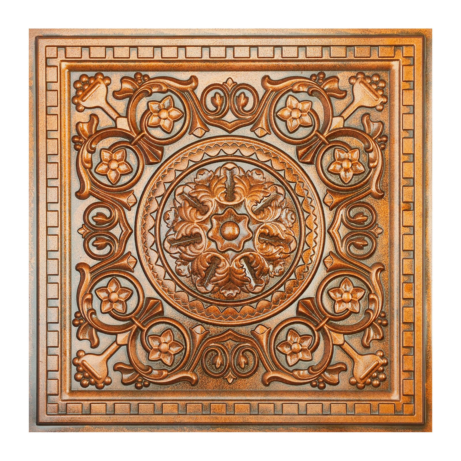 PAINTSDECOR Decorative Fancy Tiles, Easy to Install PVC Panels, for Barber House 24 x24in PL83 10Piece (Archaic Copper)