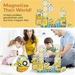 PicassoTiles 8pc Magnet Building Tile Blocks Addon 8 Magnetized Action Figures Construction Vehicle Zoo Animal Theme Compatible with Magnetic Build Tiles Playset STEM Learning Girls Boys Ages 3+ PTA21