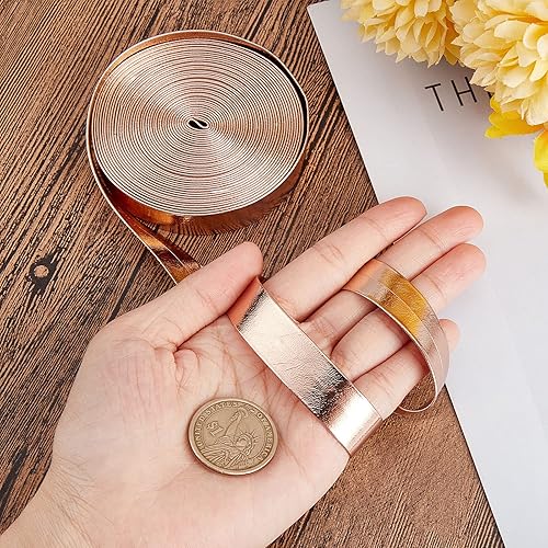 Miniatura 3 de GORGECRAFT Tiras de cuero metálico de 5.5 yardas de ancho de 0.6 pulgadas de ancho, correa de cuero brillante, cuerda de encaje, pelador de encaje