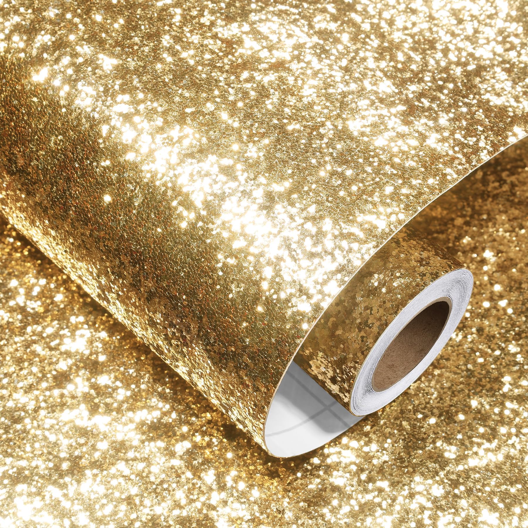 Decotalk Carta da Parati Camera da Letto Glitterata Champagne 40X900cm Pellicola Adesiva Per Mobili Glitterata Rivestimento Adesivo Carta da Parati Camera Letto Soggiorno Armadio Progetto Artigianale