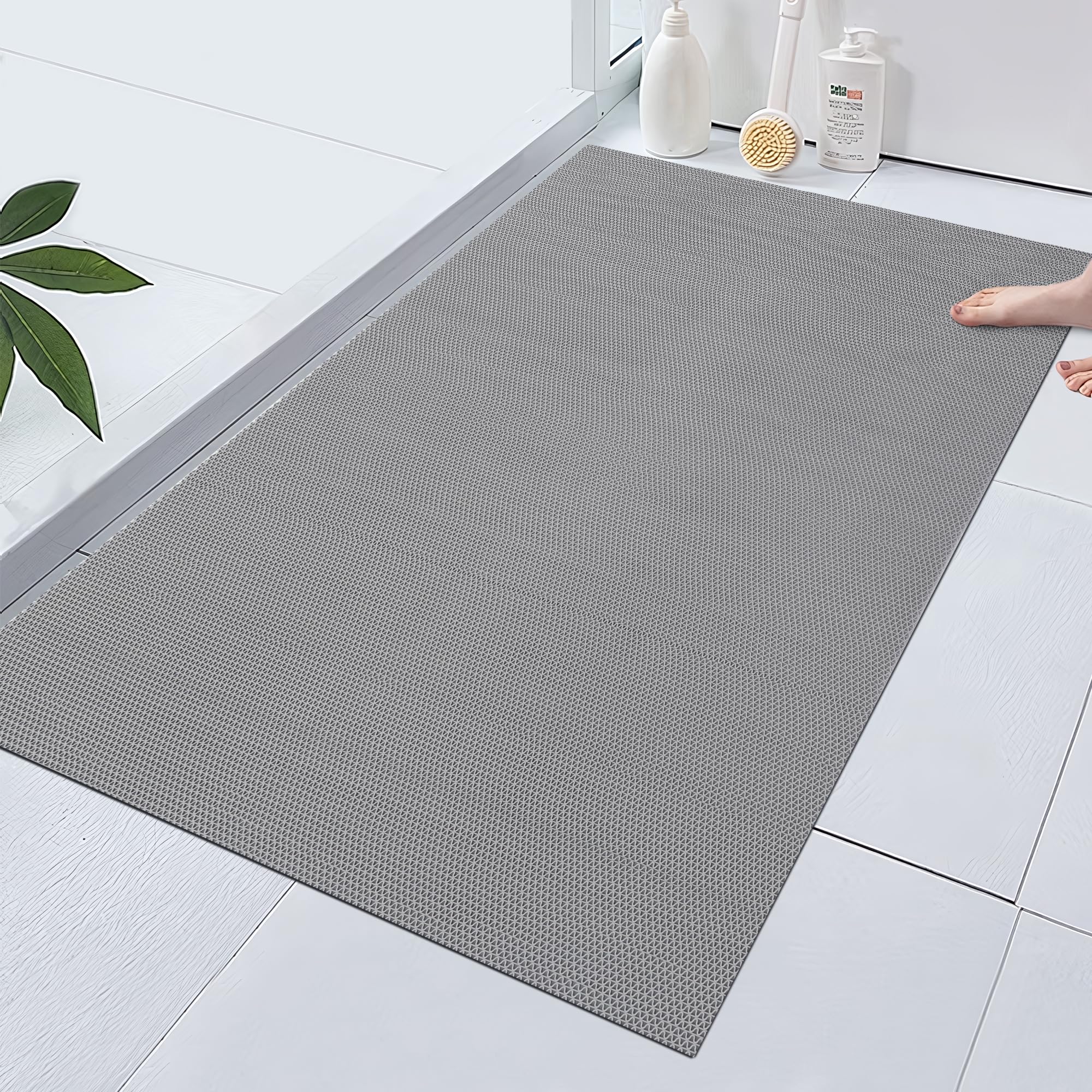 Alfombrilla de ducha extra grande de 47 x 32 pulgadas, alfombrilla antideslizante para bañera y ducha, alfombrilla de ducha de PVC de secado rápido para baño
