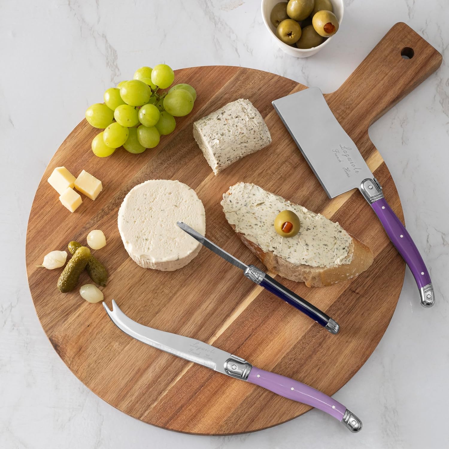 French Home Laguiole Set of 3 Lg Cheese Knives - Plum Rose